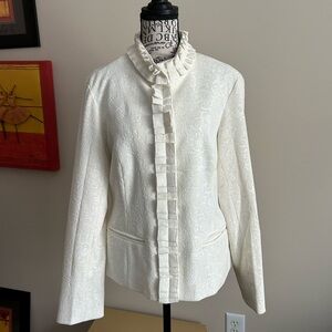 Chico's Cream Ruffled Blazer